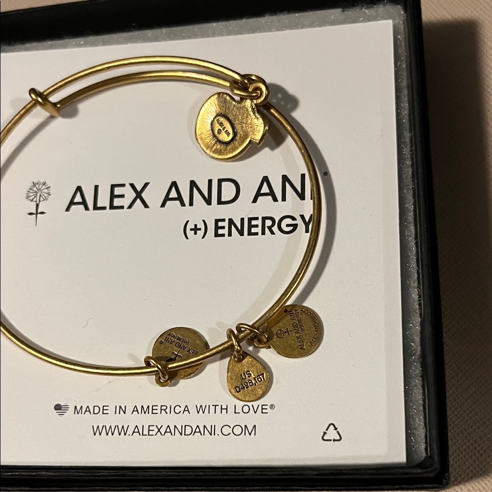 Alex and Ani Gold Heart Charm Bangle - Picture 2 of 4